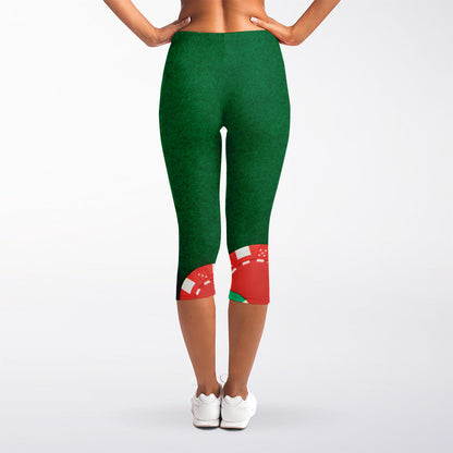 Casino Poker Chips Print Women's Capri Leggings