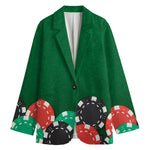 Casino Poker Chips Print Women's Cotton Blazer