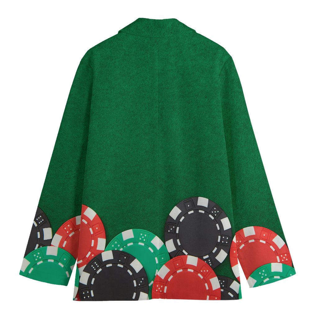 Casino Poker Chips Print Women's Cotton Blazer