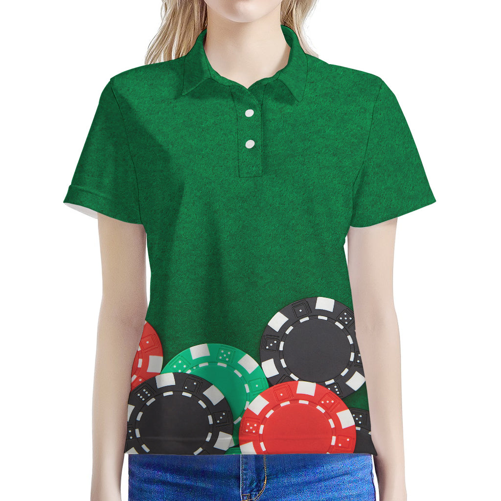Casino Poker Chips Print Women's Polo Shirt
