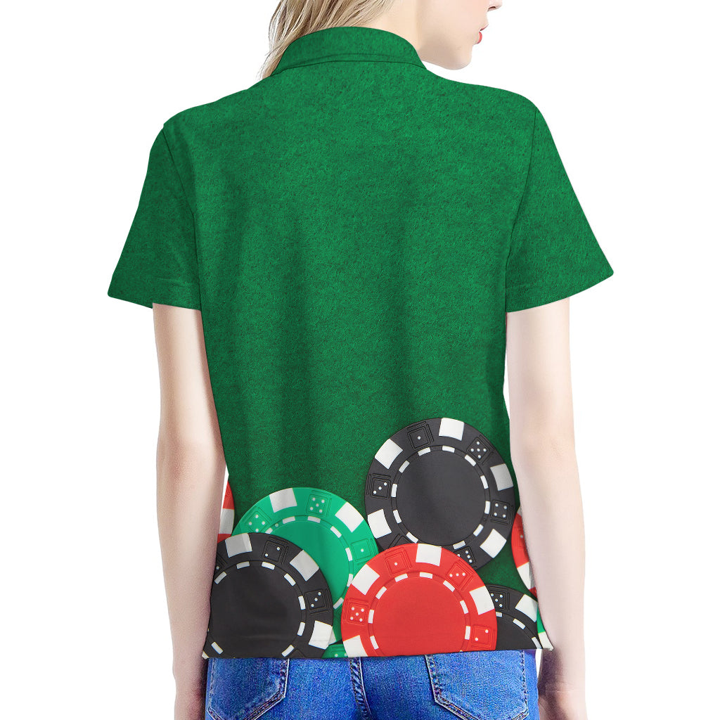 Casino Poker Chips Print Women's Polo Shirt