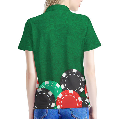 Casino Poker Chips Print Women's Polo Shirt