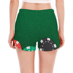 Casino Poker Chips Print Women's Split Running Shorts