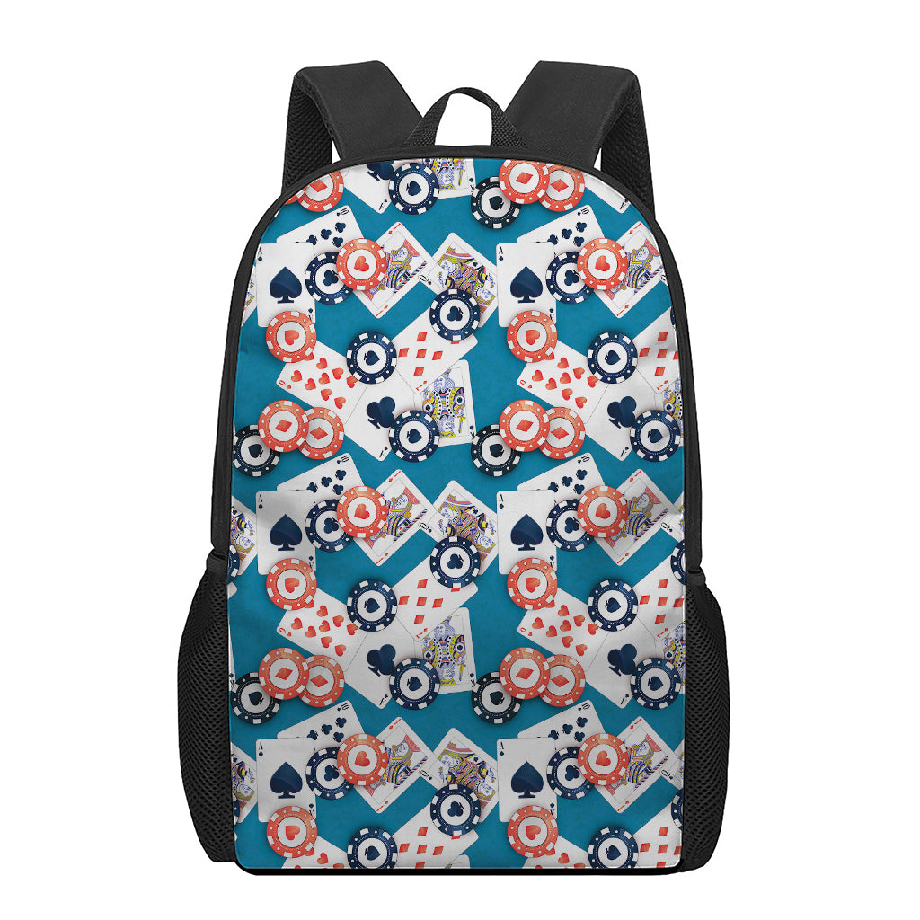 Casino Poker Pattern Print 17 Inch Backpack