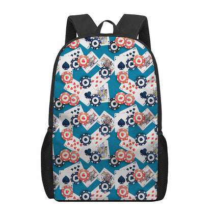 Casino Poker Pattern Print 17 Inch Backpack