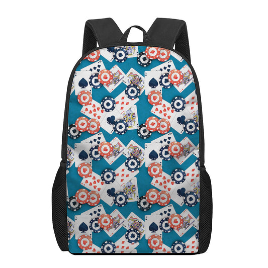Casino Poker Pattern Print 17 Inch Backpack