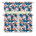 Casino Poker Pattern Print 3 Piece Kitchen Curtains