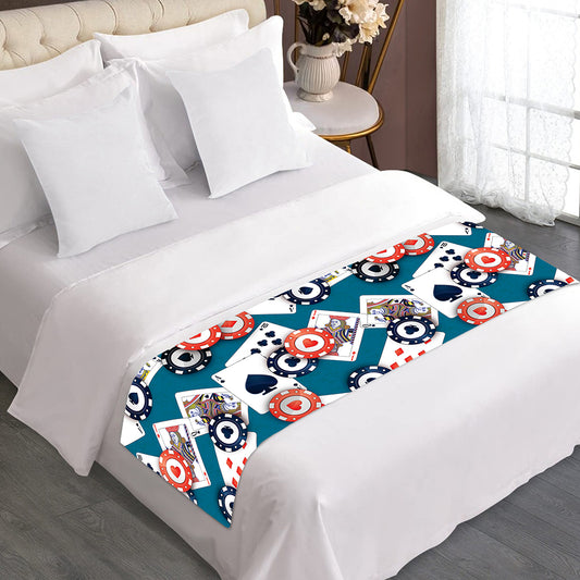 Casino Poker Pattern Print Bed Runner