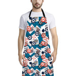 Casino Poker Pattern Print Bib Apron With Pocket
