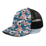 Casino Poker Pattern Print Black Mesh Trucker Cap