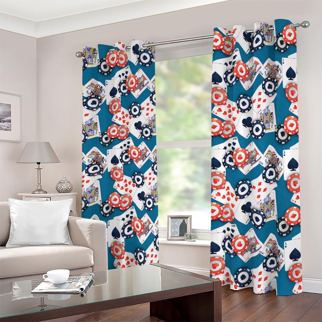 Casino Poker Pattern Print Blackout Grommet Curtains