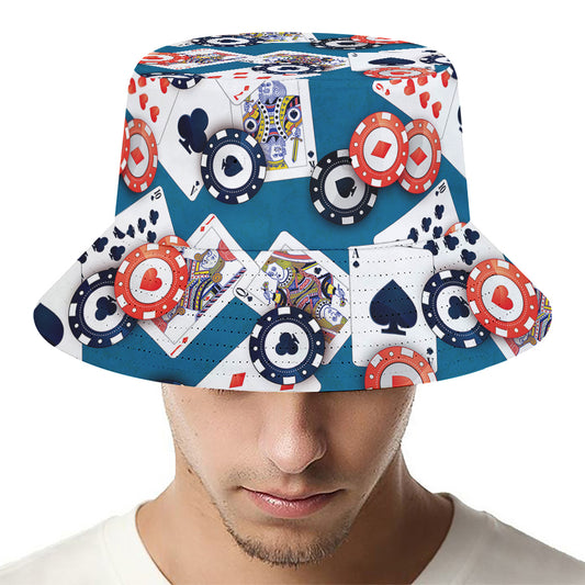 Casino Poker Pattern Print Bucket Hat