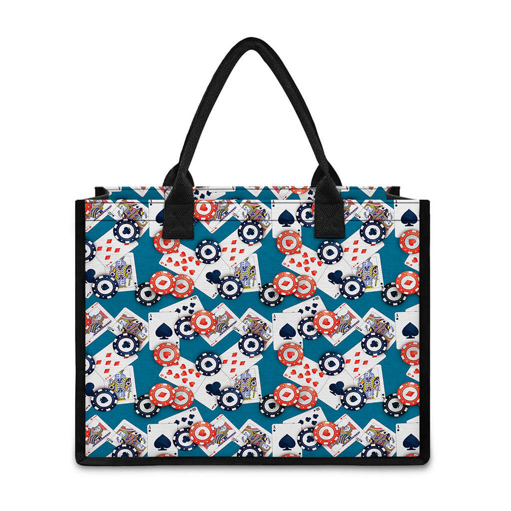 Casino Poker Pattern Print Canvas Tote Bag