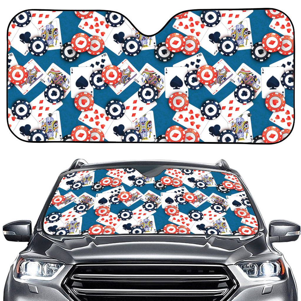 Casino Poker Pattern Print Car Windshield Sun Shade