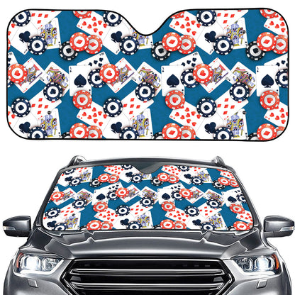 Casino Poker Pattern Print Car Windshield Sun Shade