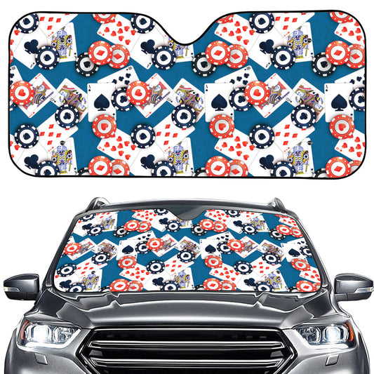 Casino Poker Pattern Print Car Windshield Sun Shade