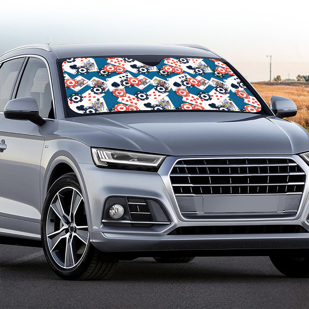 Casino Poker Pattern Print Car Windshield Sun Shade