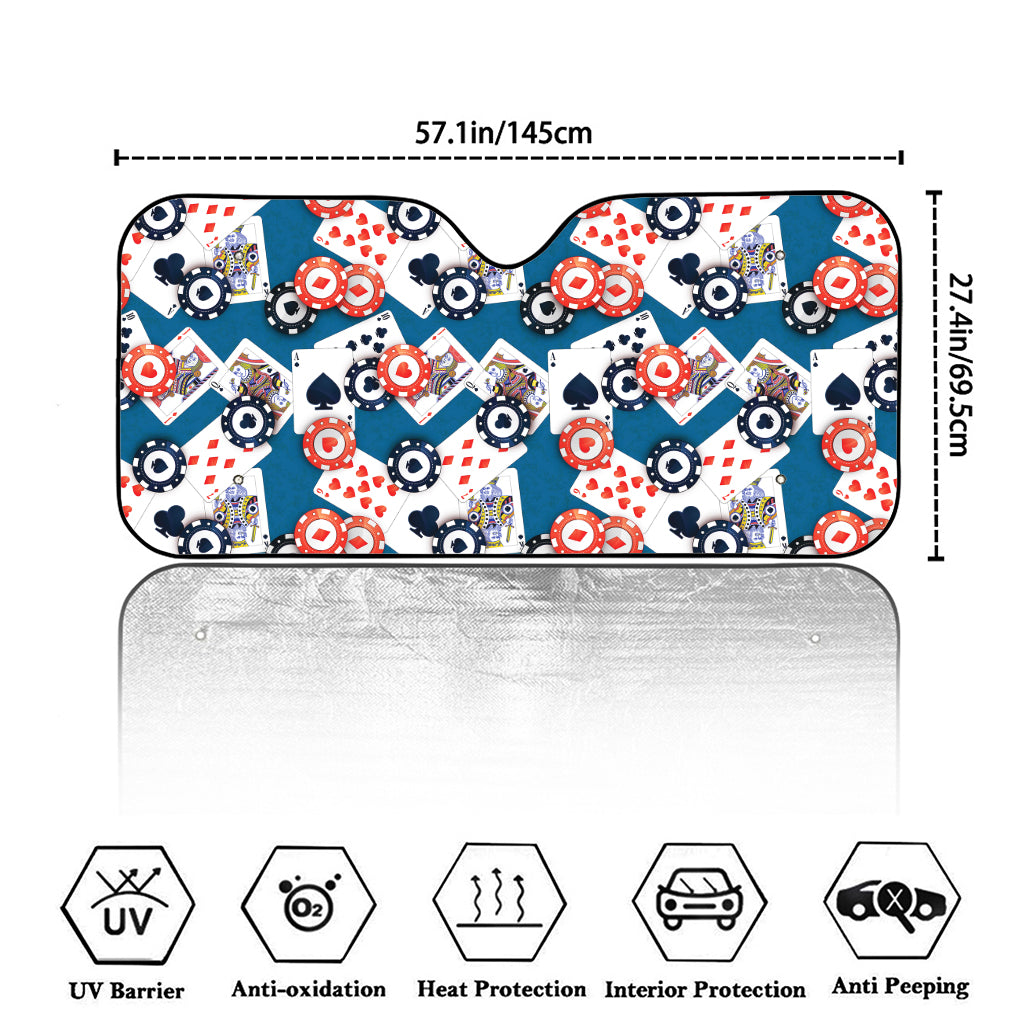 Casino Poker Pattern Print Car Windshield Sun Shade