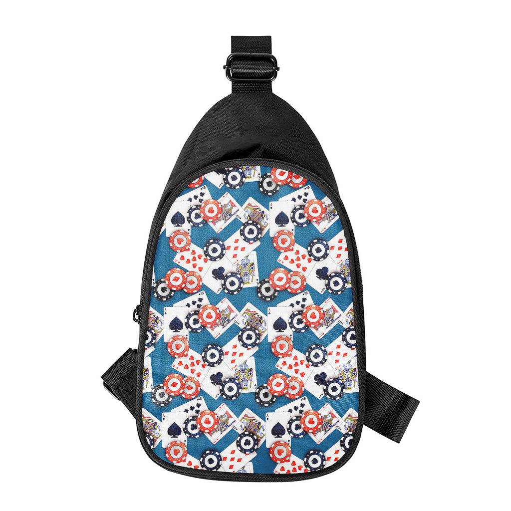 Casino Poker Pattern Print Chest Bag
