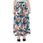 Casino Poker Pattern Print Chiffon Maxi Skirt