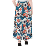 Casino Poker Pattern Print Chiffon Maxi Skirt