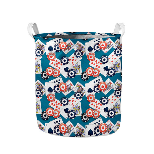 Casino Poker Pattern Print Collapsible Laundry Basket