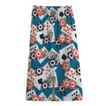 Casino Poker Pattern Print Cotton Front Slit Maxi Skirt