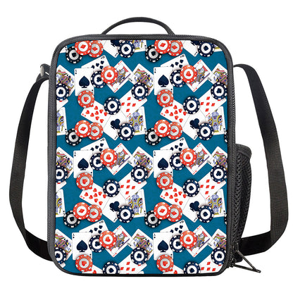 Casino Poker Pattern Print Crossbody Lunch Bag