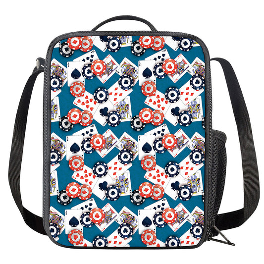 Casino Poker Pattern Print Crossbody Lunch Bag