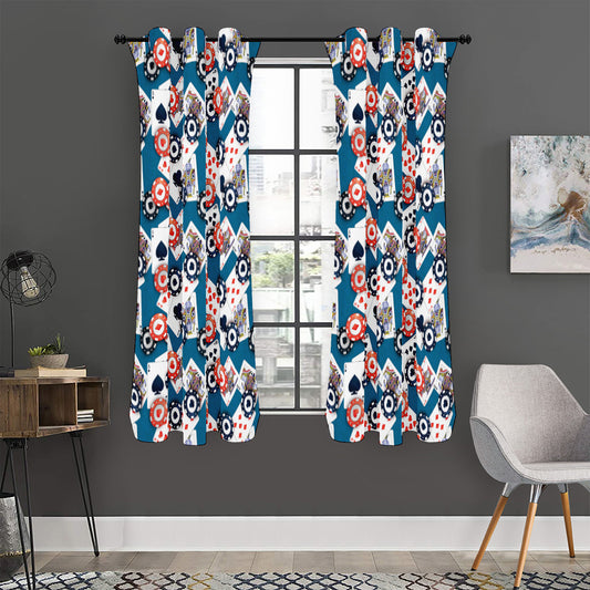 Casino Poker Pattern Print Curtain