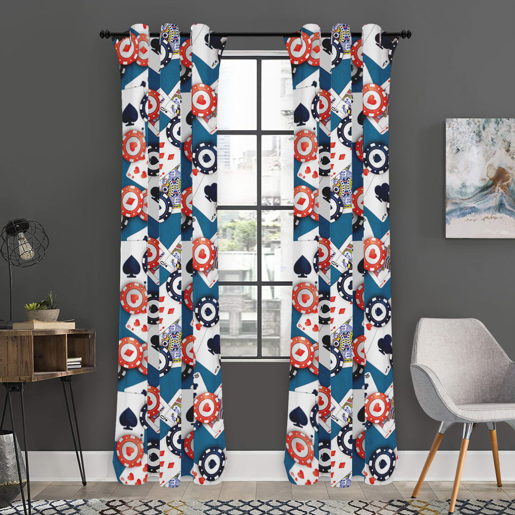 Casino Poker Pattern Print Curtain
