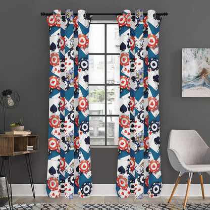 Casino Poker Pattern Print Curtain