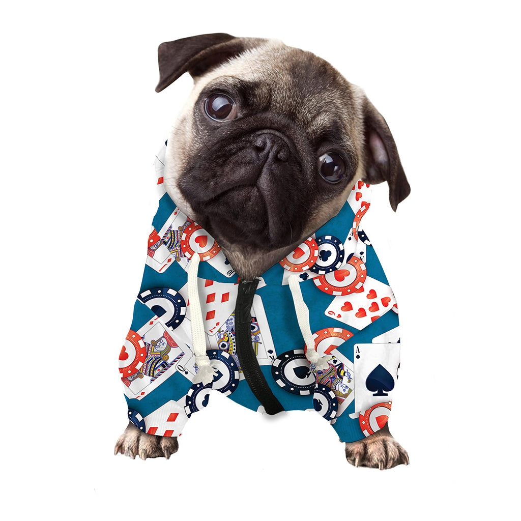 Casino Poker Pattern Print Dog Zip Up Hoodie