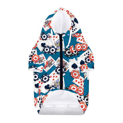 Casino Poker Pattern Print Dog Zip Up Hoodie