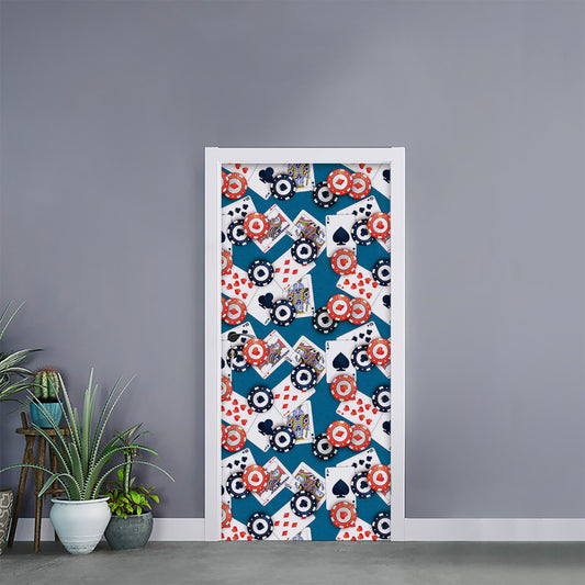 Casino Poker Pattern Print Door Sticker