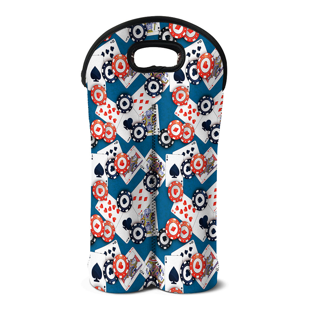 Casino Poker Pattern Print Double Neoprene Wine Tote