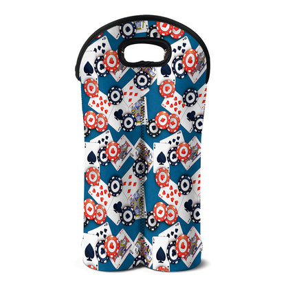 Casino Poker Pattern Print Double Neoprene Wine Tote