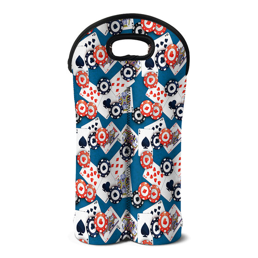 Casino Poker Pattern Print Double Neoprene Wine Tote