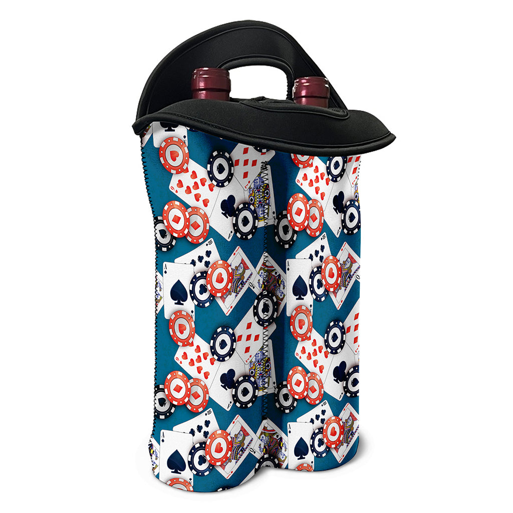 Casino Poker Pattern Print Double Neoprene Wine Tote