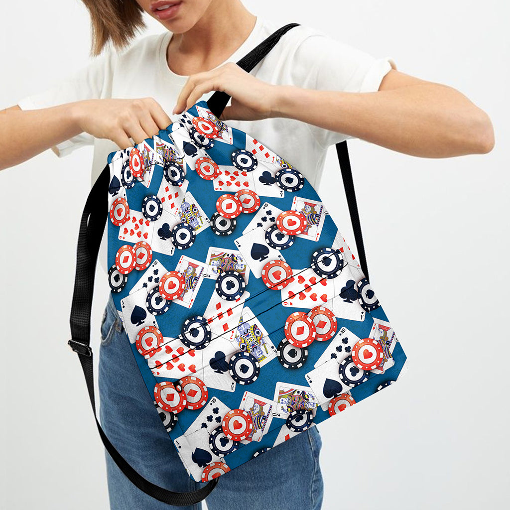 Casino Poker Pattern Print Drawstring Backpack