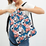 Casino Poker Pattern Print Drawstring Backpack