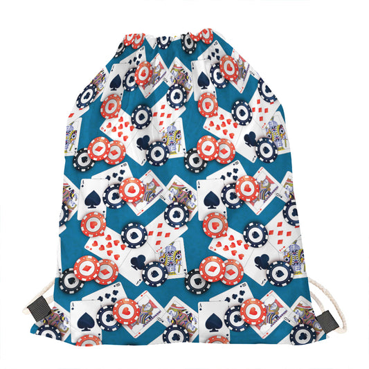 Casino Poker Pattern Print Drawstring Bag