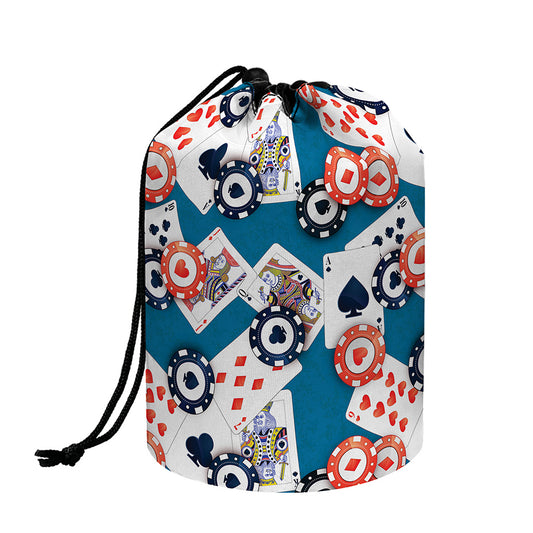 Casino Poker Pattern Print Drawstring Makeup Bag
