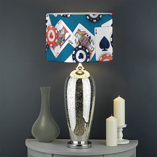 Casino Poker Pattern Print Drum Lamp Shade