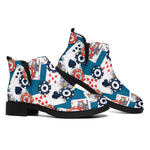 Casino Poker Pattern Print Flat Ankle Boots