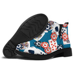 Casino Poker Pattern Print Flat Ankle Boots