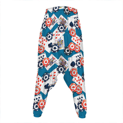 Casino Poker Pattern Print Hammer Pants
