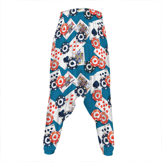 Casino Poker Pattern Print Hammer Pants