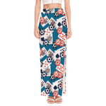 Casino Poker Pattern Print High Slit Maxi Skirt