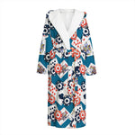 Casino Poker Pattern Print Hooded Bathrobe